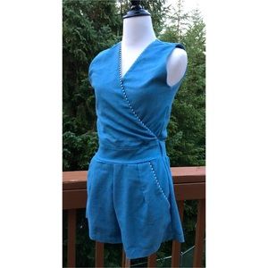 Sleeveless Soft Denim Surplice Romper Jumpsuit